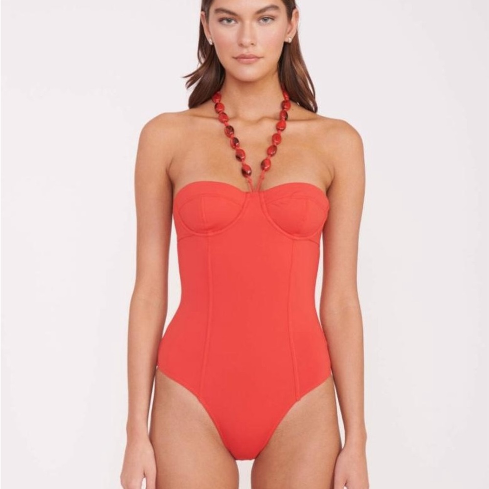 Staud Harper Beaded One Piece Ruby